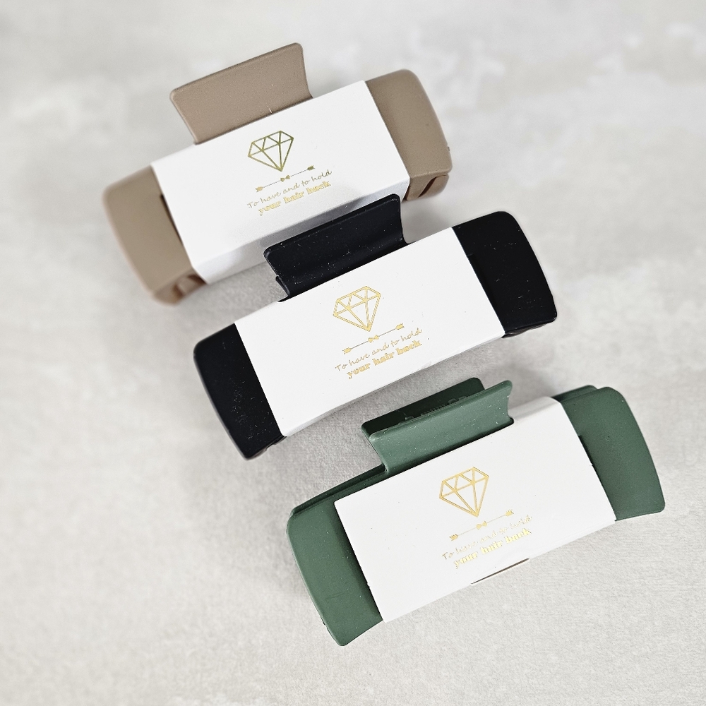 🆑️3/$15 Large Hair Clips Bundle 3 PK Tan Black Green